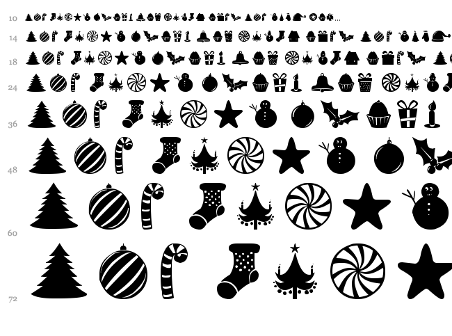 Christmas Shapes font waterfall